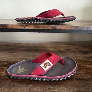 Gumbies Islander Red Flip Flops Canvas Thong Toe Minimalistic Sandals Womens 5/6